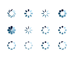 Collection Loading bar status icon. Vector illustration. Set of vector loaded icons. Download progress. Donload or Upload.