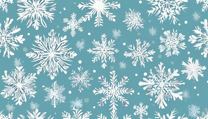 Delicate snowflakes gracefully adorn a serene blue background, evoking winter's charm