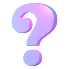 3d Question mark holographic. Transparent background. PNG