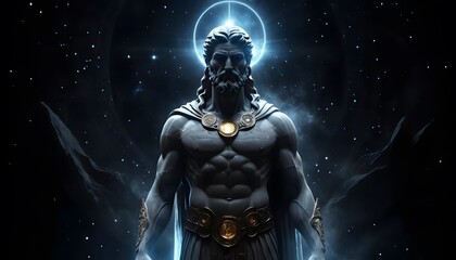 Cosmic God of the Night Sky Majestic Deity Amidst Celestial Wonders