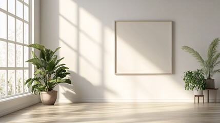 Blank white box on a white wall, offering a minimalist space for branding, art, or product display in a clean, modern setting.