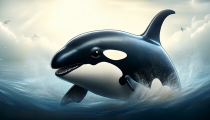 Obraz premium Majestic Orcas in Stunning Underwater Scene – Perfect Marine Wildlife Art