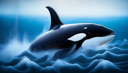 Majestic Orcas in Stunning Underwater Scene &ndash; Perfect Marine Wildlife Art