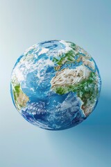 Fototapeta premium Globe of the earth with a blue sky and white clouds