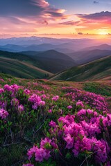 Pink Flowers on Mountain