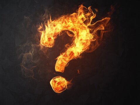 Burning Question Mark in Black and White