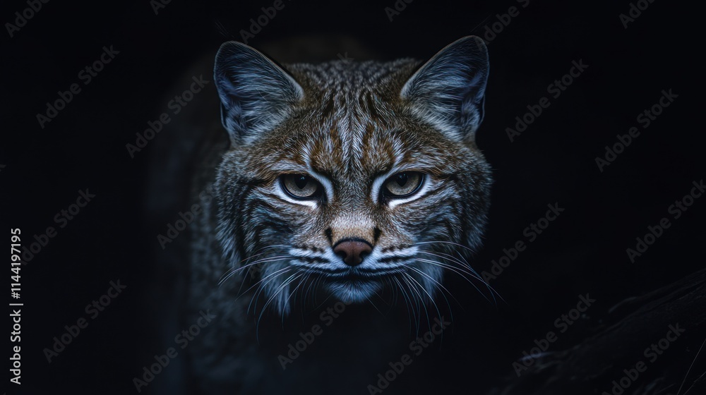 Poster bobcat with dark background.