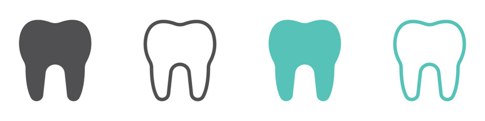 Set of tooth icons. Dentist and stomatology, dental, teeth checkup, tooth crash, decay tooth. Vector illustration.