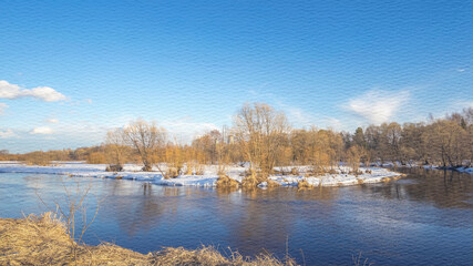 Serene landscape with a body of water and trees