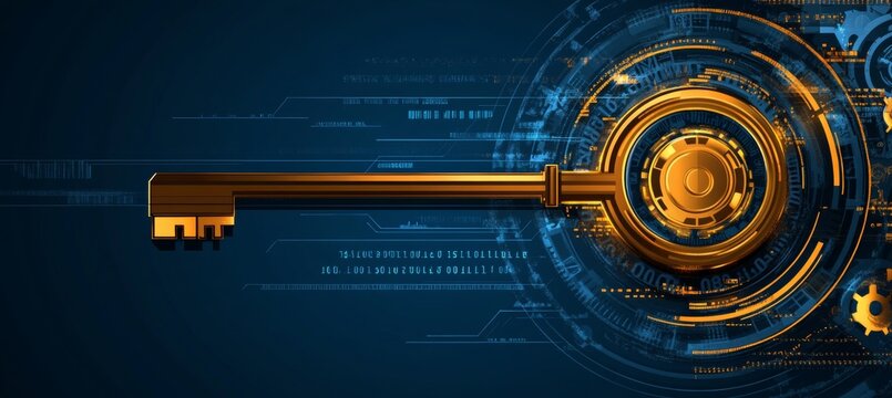 Gold Key Unlocks Digital Opportunities In Technology Driven Economy, Cybersecurity Concept