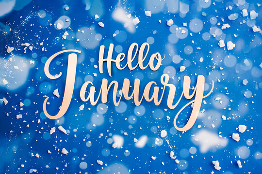 Text Hello January written in elegant script - Powered by Adobe
