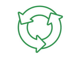 円形に回っているいる3つの矢印　リサイクルのイメージの矢印