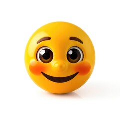 Fototapeta premium A vibrant yellow smiley face showcases big, cheerful eyes and rosy cheeks, embodying happiness and joy, ideal for conveying cheerful emotions in communications