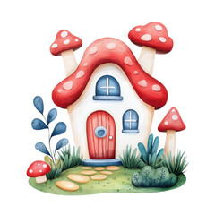Naklejka premium Whimsical Hand-Drawn Watercolor House Icon