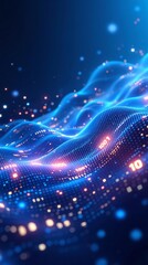 Obraz premium Visualization of Flowing Binary Code and Data Streams in Blue Tones