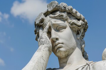 Fototapeta premium Dumb Facepalm Statue: A Sculpture of Angelic Art in Paris, France