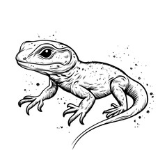 Fototapeta premium Ink drawing of a lizard.