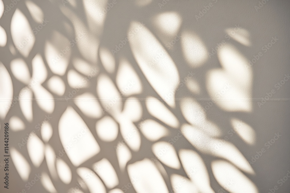 Poster Leaf shadows create abstract pattern on a wall.