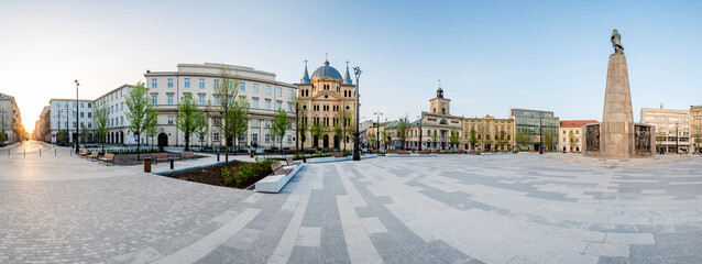 The city of Łódź - view of Freedom Square. Lodz, Poland.	