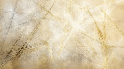 Obraz premium Delicate web of intersecting lines in soft gold, beige, and pale cream tones, resembling shimmering threads woven into an intricate, radiant tapestry of abstract elegance.