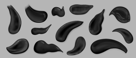 Abstract Black Liquid Shapes on Gray Background