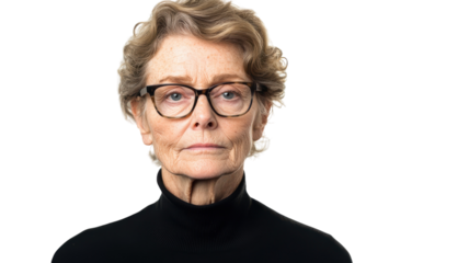 A Senior Woman with a Stern Expression Captured in a Thoughtful Moment, Ideal for Portraying Wisdom and Strength in Various Contexts.
