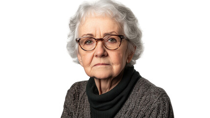 A Senior Woman with a Stern Serious Expression: Perfect for Illustrating Wisdom, Authority, or Reflection in Your Design Projects.