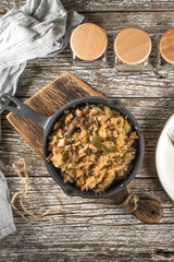 Bigos, a traditional Polish dish with cabbage.
