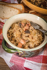 Bigos - stewed cabbage with meat,dried mushrooms and smoked sausage.