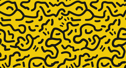 Vibrant Seamless Patterns with Bold Line Art on Colorful Backgrounds
