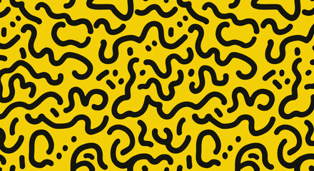 Vibrant Seamless Patterns with Bold Line Art on Colorful Backgrounds  © Jawada07