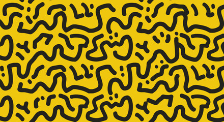 Vibrant Seamless Patterns with Bold Line Art on Colorful Backgrounds  © Jawada07