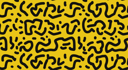 Vibrant Seamless Patterns with Bold Line Art on Colorful Backgrounds
