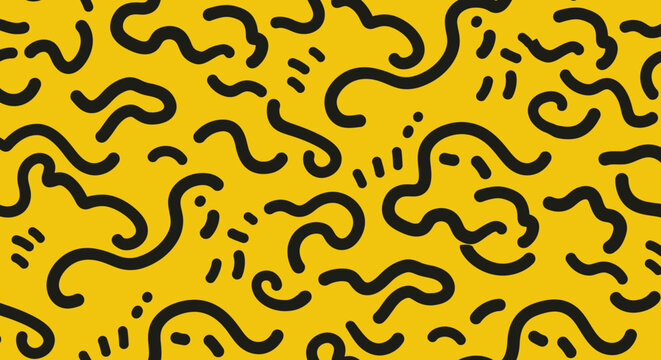 Vibrant Seamless Patterns with Bold Line Art on Colorful Backgrounds
