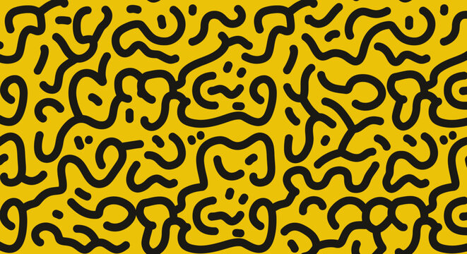 Vibrant Seamless Patterns with Bold Line Art on Colorful Backgrounds
