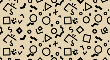 Vibrant Seamless Patterns with Bold Line Art on Colorful Backgrounds
