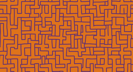 Vibrant Seamless Patterns with Bold Line Art on Colorful Backgrounds  © Jawada07