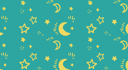 Vibrant Seamless Patterns with Bold Line Art on Colorful Backgrounds
