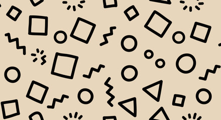 Vibrant Seamless Patterns with Bold Line Art on Colorful Backgrounds
