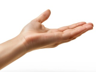 Giving Hand. Isolated Human Hand Gesture in White Background