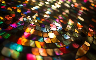 Obraz premium Abstract colorful mosaic pattern with vibrant, iridescent tiles.