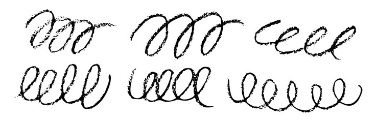 Swoosh, swash underline stroke set.Abstract wavy thin line. Squiggle elements. Vector isolated illustration