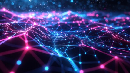 Fototapeta premium Abstract Network Connection, Futuristic Digital Landscape