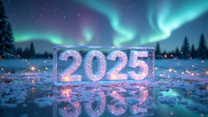 Welcome 2025 A Spectacular New Year Celebration Under the Magical Northern Lights and Glittering Ice Sculptures