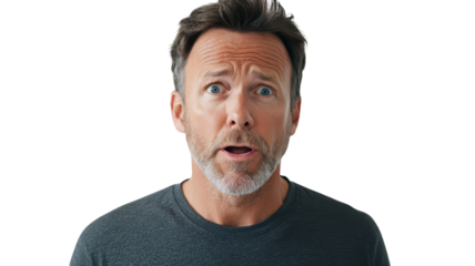 A Middle Aged Man Demonstrating Expressions of Disbelief: Ideal for Use in Discussions Around Emotional Responses and Human Interaction.