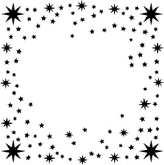 Winter vector frame of simple primitive blue snowflakes. Background, border, template for theme of Snowfall, christmas, new year