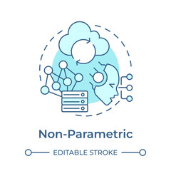 Non parametric memory soft blue concept icon. Prominent approach in statistical analysis. RAG development. Round shape line illustration. Abstract idea. Graphic design. Easy to use in article
