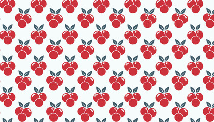 Seamless pattern with cranberry. Fruit vector illustration in retro style.