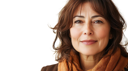 A Middle-Aged Woman Exuding Peace and Contentment: Perfect Image for Wellness and Self-Care Themes.