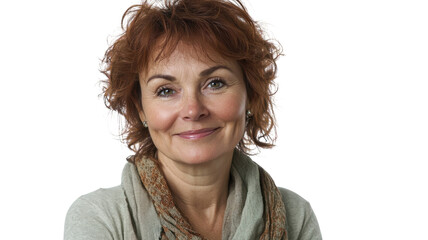 A Middle Aged Woman exuding Gentle Reassurance, Perfect for Wellness and Supportive Themes in Imagery.